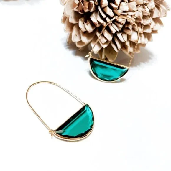 Green crystal drop earrings M7 - Picture 5 of 7